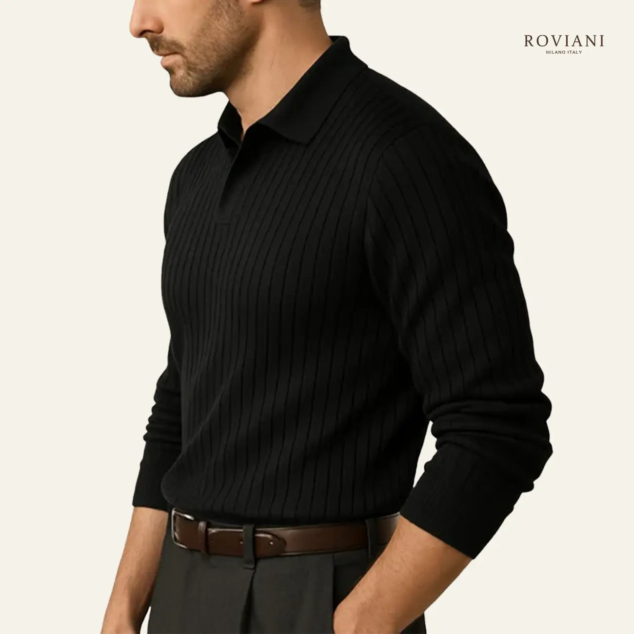 Verona® Men’s Ribbed Long Sleeve Polo