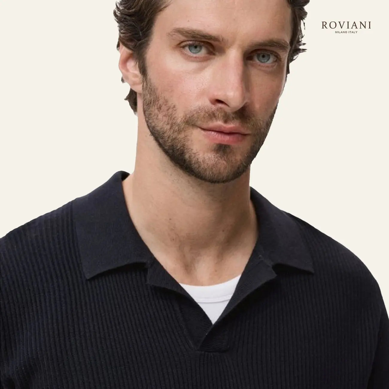 Men’s Ribbed Knit Sweater with Sport Collar
