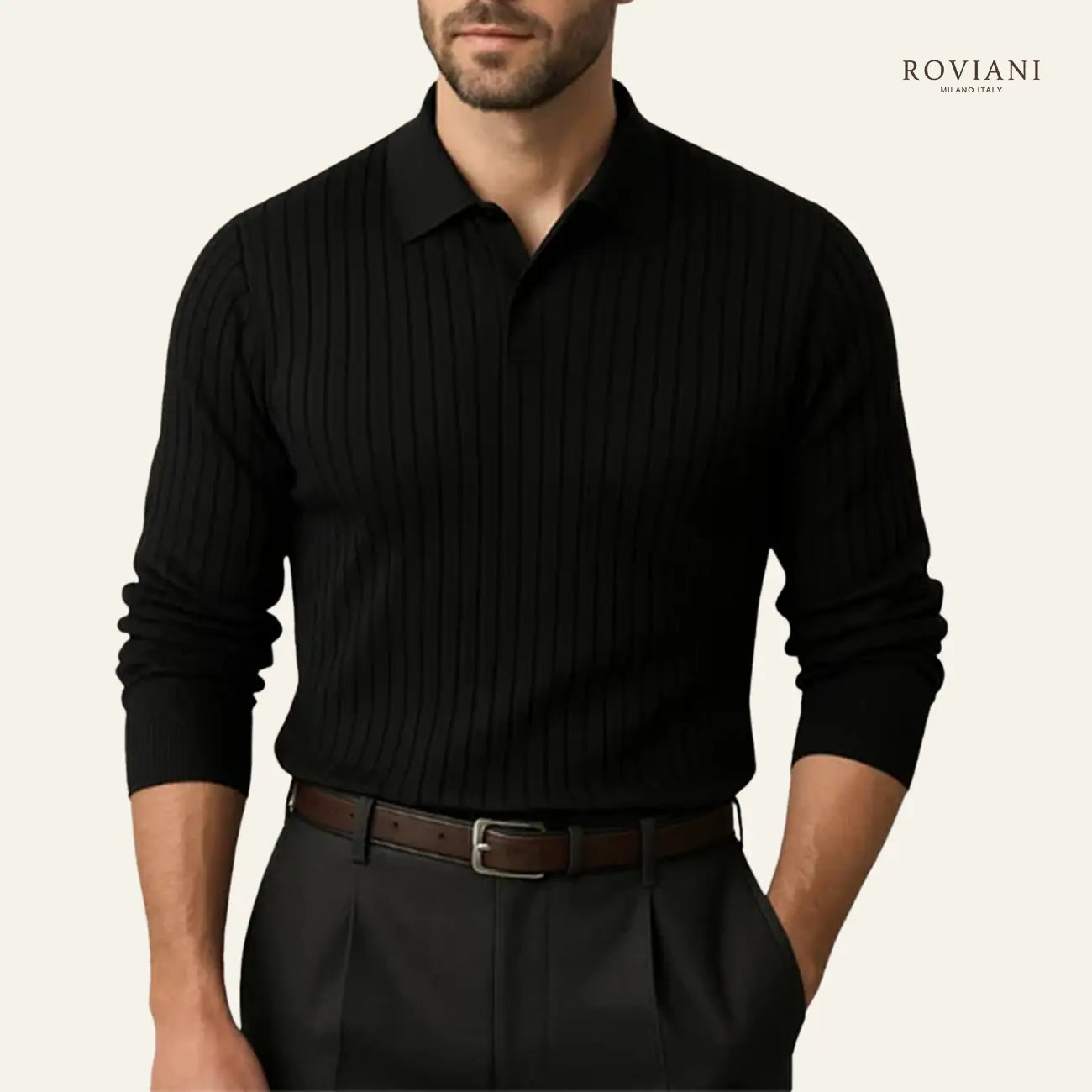 Verona® Men’s Ribbed Long Sleeve Polo