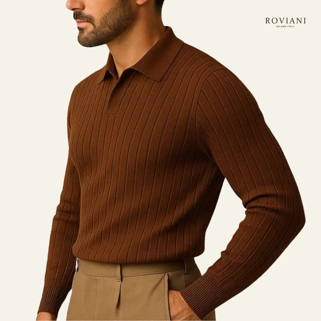 Verona® Men’s Ribbed Long Sleeve Polo