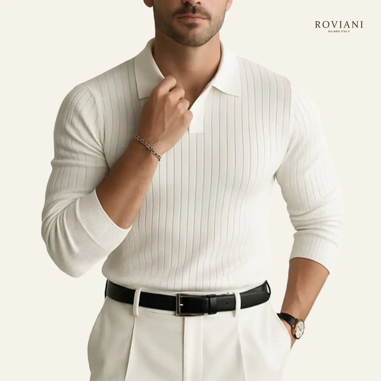 Verona® Men’s Ribbed Long Sleeve Polo