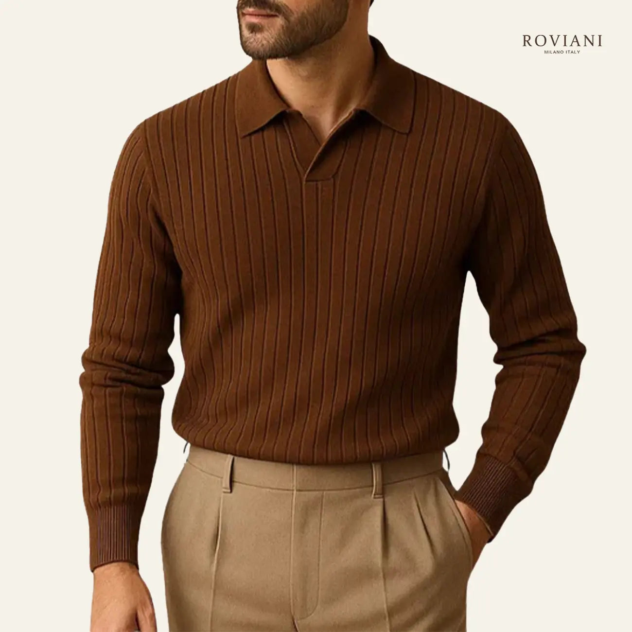 Verona® Men’s Ribbed Long Sleeve Polo